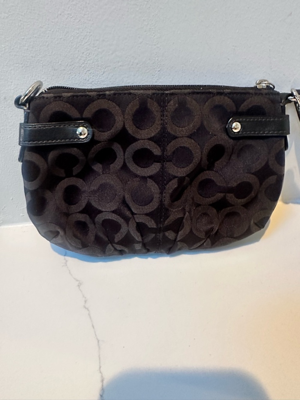 Coach Op Art Black Signature Jacquard wristlet or mini bag with hang tag - Picture 5 of 10